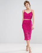 New Look Lace Midi Skirt - Pink