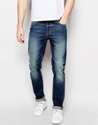 Asos Skinny Jeans In 12.5oz Tinted Blue - Washed Bllue