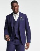 Harry Brown Wedding Tweed Slim Fit Suit Jacket-blue