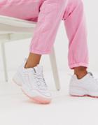 Fila Disruptor Ii Sneakers In White With Ice Pink Sole