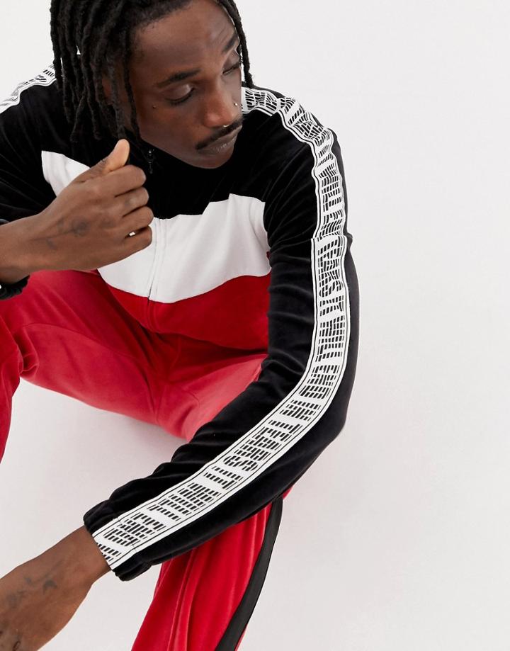 Weekday Track Color Block Jacket With Side Stripe In Black - Black