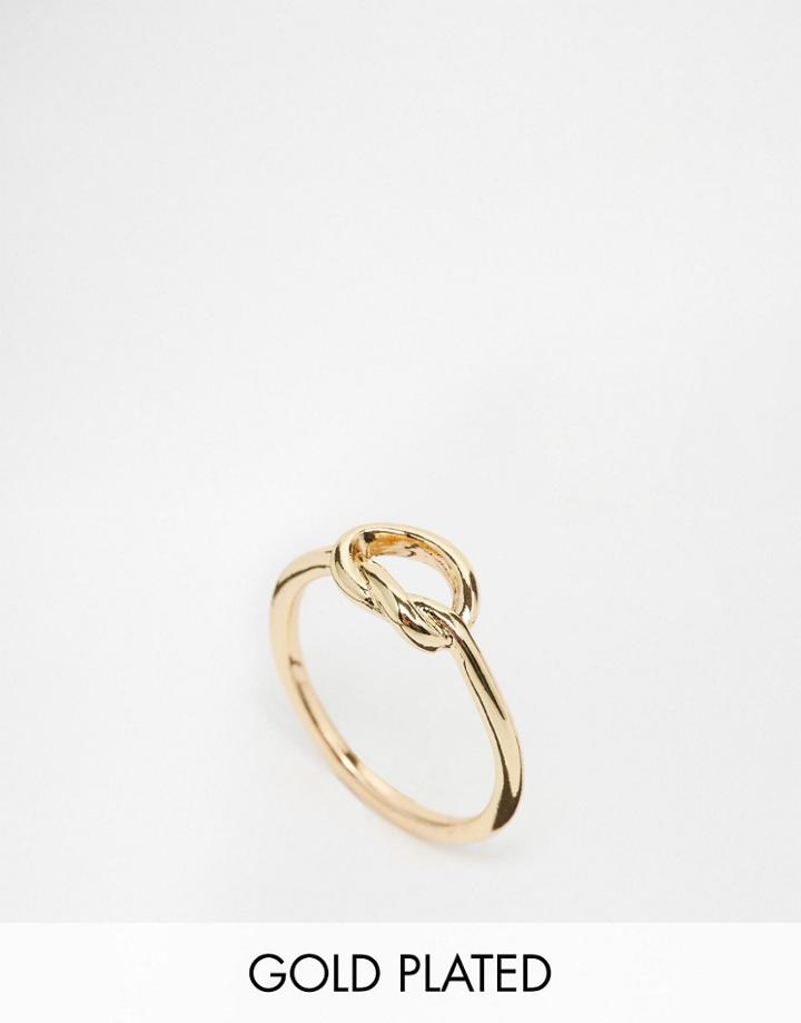 Nylon Gold Plated Knot Ring - Gold