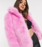 Glamorous Petite Faux Fur Jacket-pink