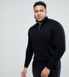 Asos Design Plus Midweight Half Zip Sweater In Black - Black