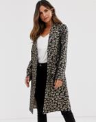 Helene Berman Edge To Edge Duster Coat In Leopard Print - Brown