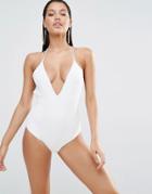 Lavish Alice Strappy Plunge Swimsuit - White