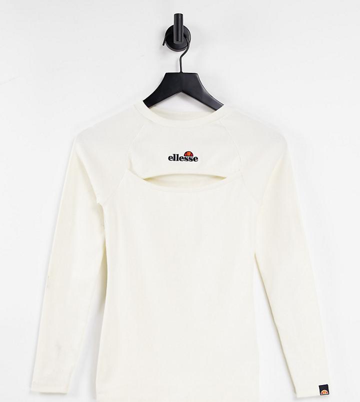 Ellesse Ribbed Cut Out Top In Ecru-neutral
