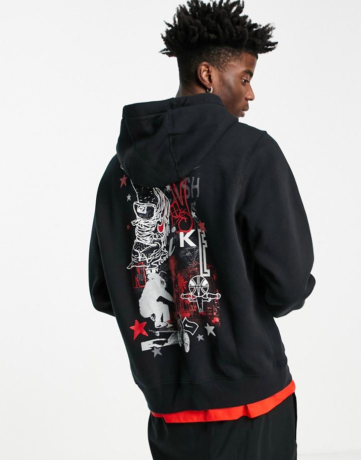 Nike Be True Pack Back Print Graphic Hoodie In Black