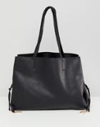 New Look Lace Up Detail Tote Bag - Black