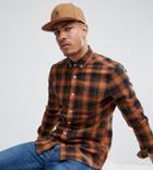 Asos Tall Stretch Slim Check Shirt In Orange - Orange