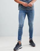 Pull & Bear Super Skinny Jeans In Blue - Black