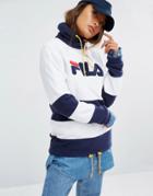 Fila Longline Fleece With Funnel Neck And Chest Logo - White
