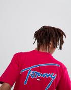 Tommy Jeans Signature Capsule Logo Front And Back Print T-shirt Relaxed Fit In Pink - Pink