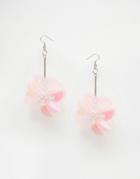 Asos Sequin Pom Stitch Earrings - Pink