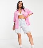 Collusion Organic Cotton Boxy Oversized Shirt In Bright Pink