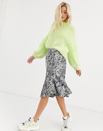 Kaffe Snake Asymmetric Skirt-multi