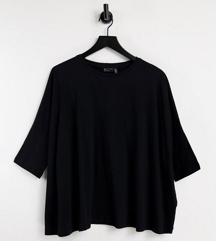 Asos Design Maternity Slouchy T-shirt With Batwing Sleeve In Black