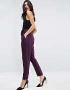 Asos Woven Peg Pants With Obi Tie - Purple