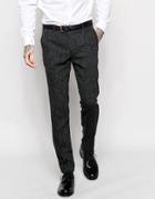 Heart & Dagger Herringbone Suit Trousers In Super Skinny Fit - Charcoal