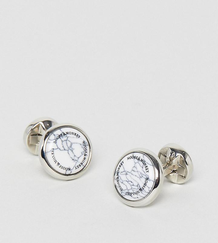 Noose & Monkey Marble Face Cufflinks (+) - Gold