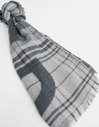 Selected Homme Logo Check Scarf-grey
