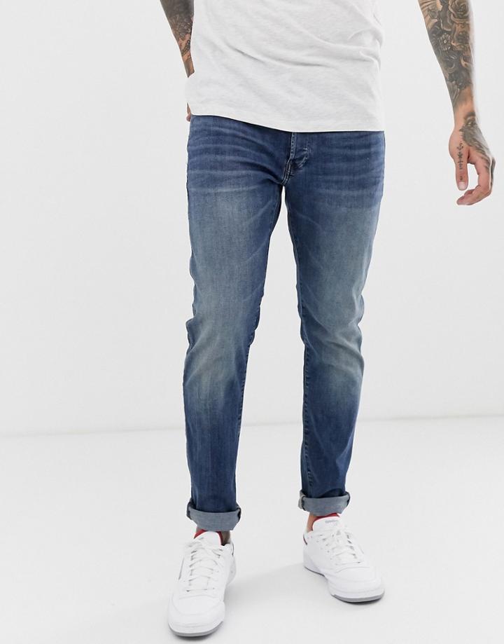 G-star 3301 Slim Fit Jeans In Medium Aged-blue