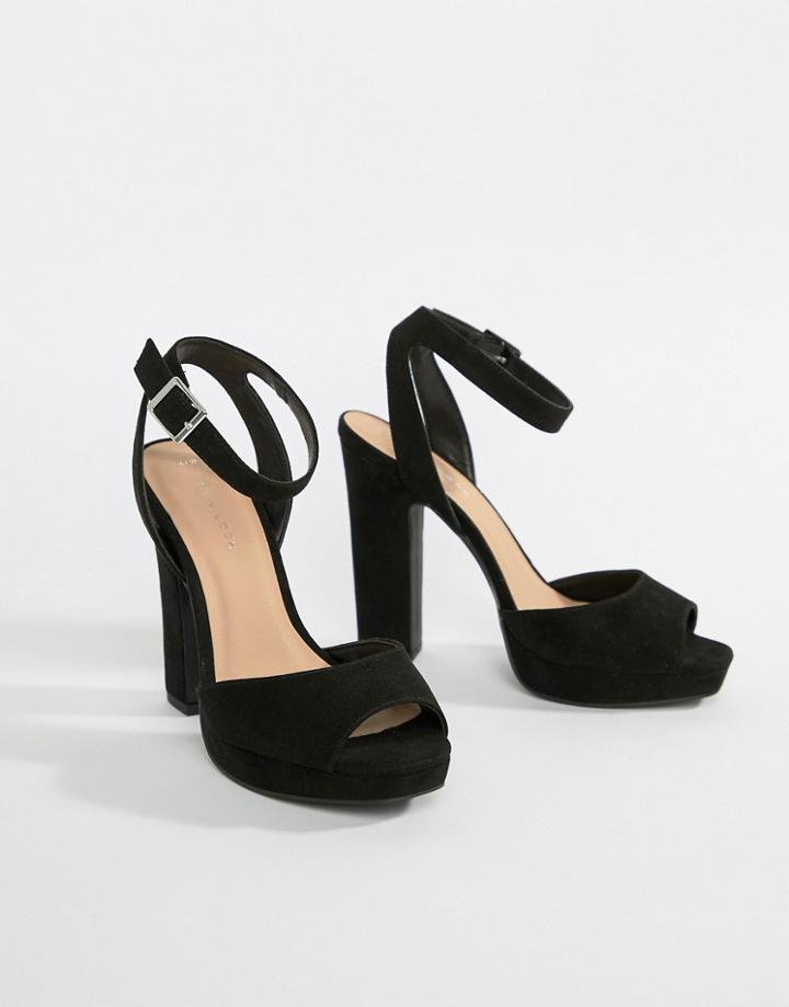 New Look Square Toe Platform Heeled Sandal - Black