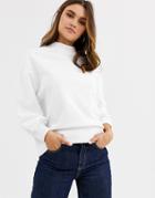 Asos Design Minimal Sweat With Wide Sleeve In White