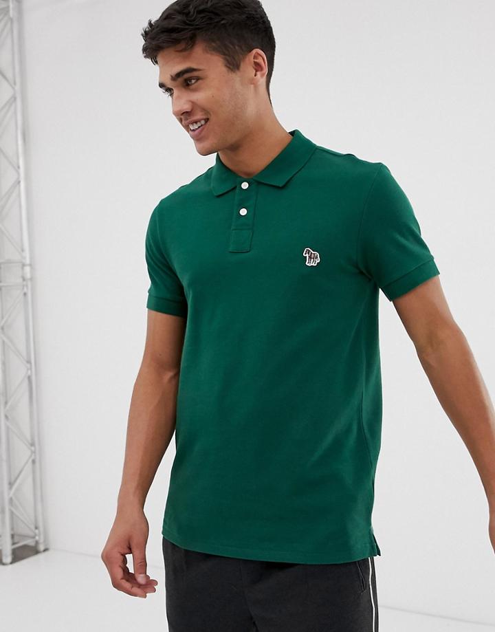 Ps Paul Smith Slim Fit Zebra Logo Polo In Forest Green