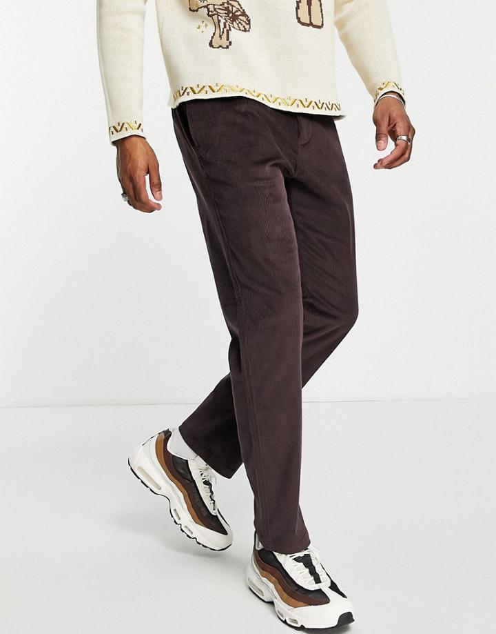 River Island Relaxed Cord Pants In Brown