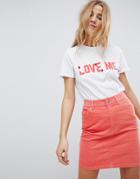 Asos Valentines T-shirt With Embellished Love Me Print - White