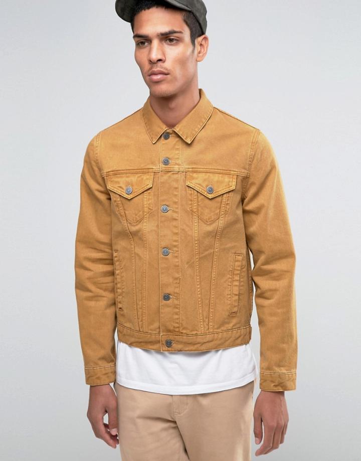 Asos Slim Denim Jacket In Mustard - Yellow