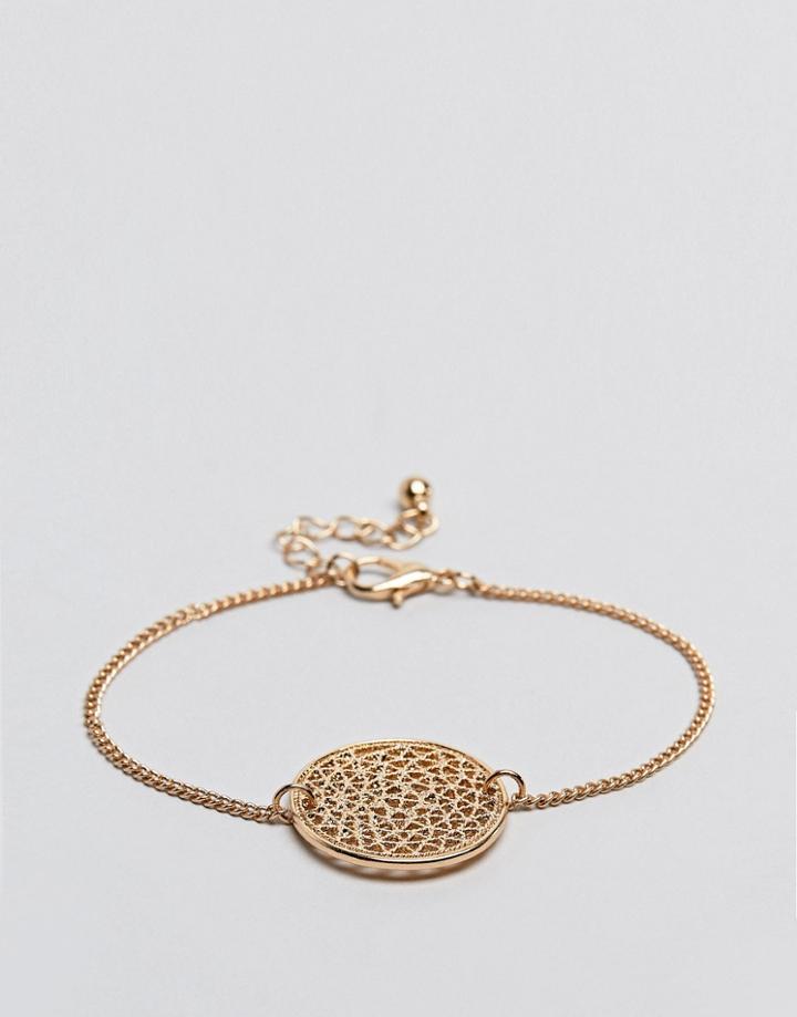 Asos Filigree Disc Charm Bracelet - Gold
