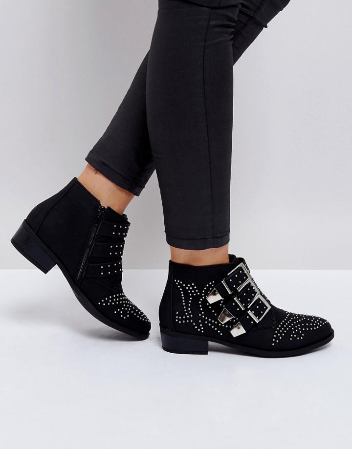 Truffle Collection Western Stud Buckle Boot - Black