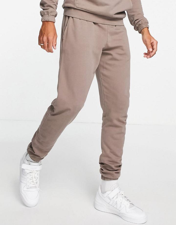 New Look Washed Set Sweatpants In Brown