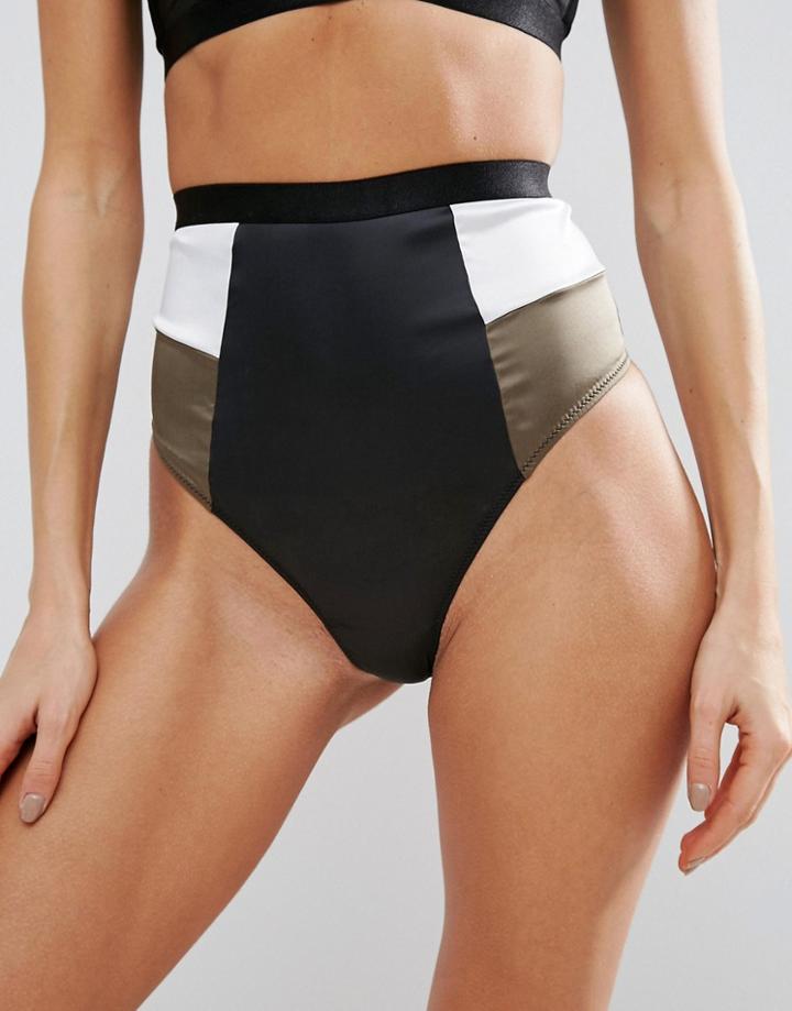 Asos Erika Khaki Color Block Highwaist Pant - Multi