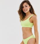 Monki Scoop Neck Bikini Top In Light Green - Green