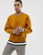 Asos Design Oversized Sweatshirt In Scuba With Tipping In Brown - Brown