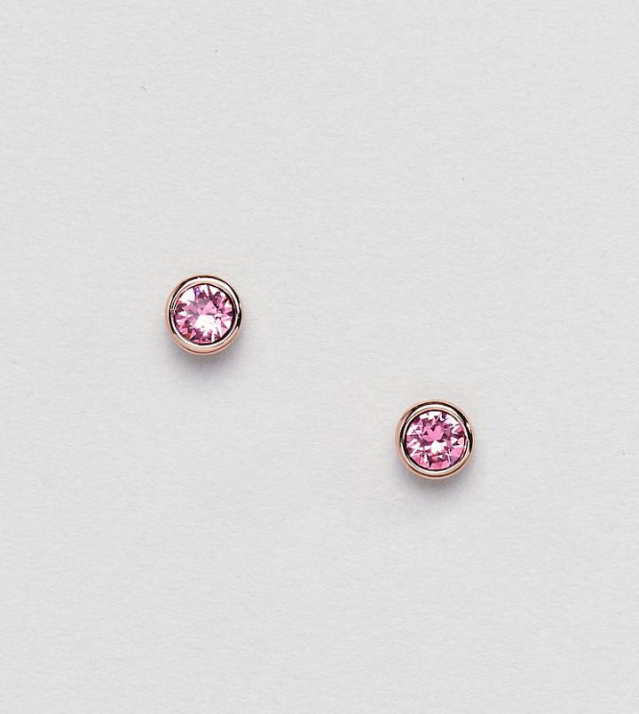 Ted Baker Sinaa Pink Crystal Stud Earrings - Gold
