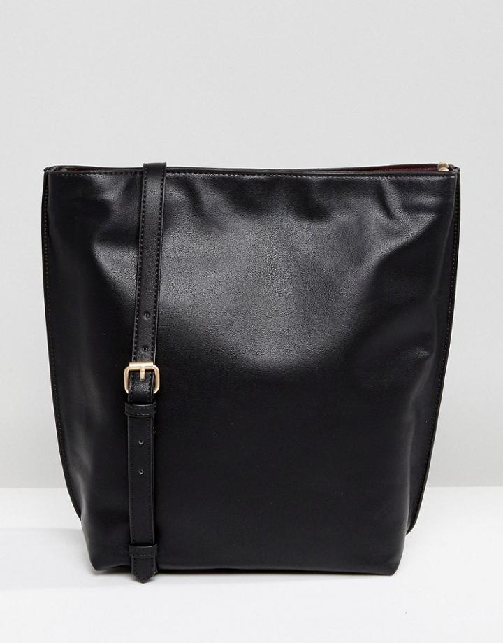 Warehouse Bonded Hobo Shopper Bag - Black