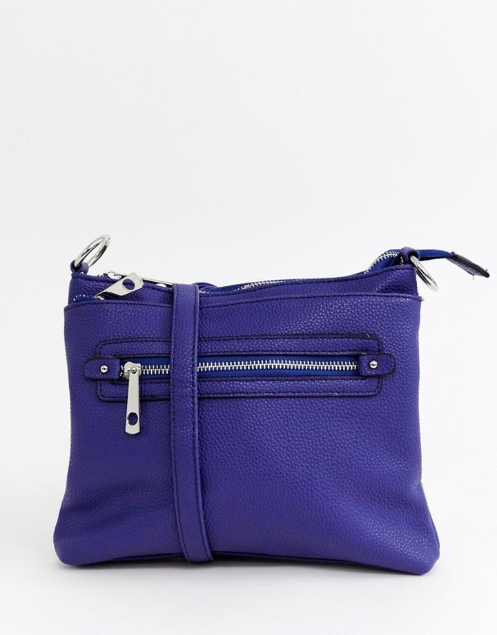 Yoki Zip Front Cross Body Bag-blue