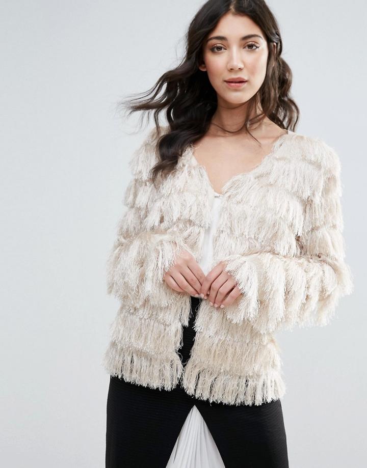 Traffic People Faux Fur Short Jacket - Beige