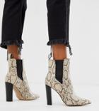 River Island Heeled Chelsea Boots In Snake Print - Tan
