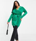 In The Style Plus X Naomi Genes Tie Front Blazer Dress In Emerald Green
