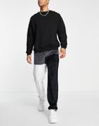 Liquor N Poker Spliced Sweatpants In Black And Gray Polar Fleece-multi