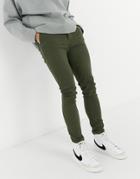 Asos Design Power Stretch Chinos In Khaki-green