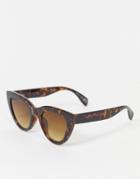 Monki Isla Oversized Cat Eye Sunglasses In Brown Tortoiseshell