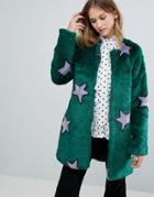 Urbancode Starry Faux Fur Coat - Green