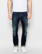Asos Slim Jeans In 12.5oz Tinted Blue - Dirty Blue