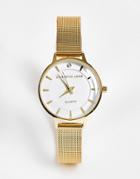 Christin Lars Women's Slimline Stainless Steel Mesh Strap Watch In Gold